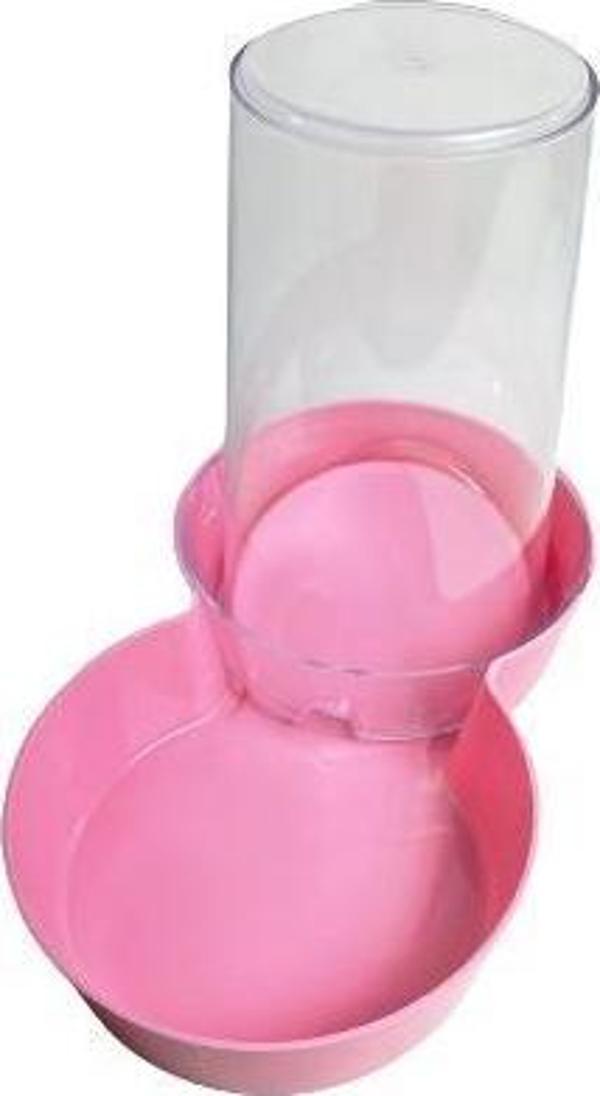 Miapet Hazneli Plastik Kedi-Köpek Mama ve Su Kabı 1,5 Lt Yuvarlak Açık Pembe - Image 1