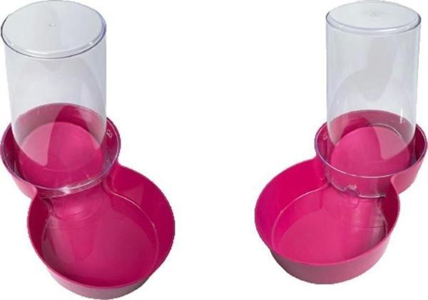 Miapet Hazneli Plastik Kedi-Köpek Mama ve Su Kabı 1,5 Lt Yuvarlak Fuşya 2 Adet - Image 1