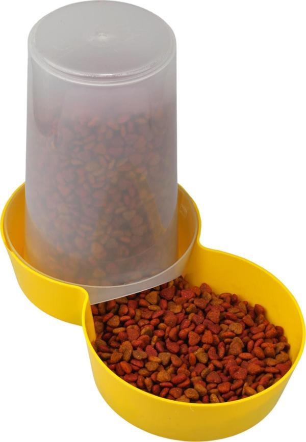 Miapet Hazneli Plastik Kedi-Köpek Mama ve Su Kabı 1,5 Lt Yuvarlak Sarı - Image 1