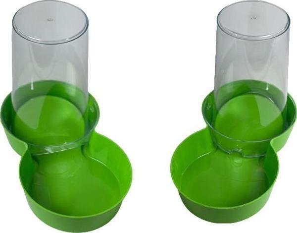 Miapet Hazneli Plastik Kedi-Köpek Mama ve Su Kabı 1,5 Lt Yuvarlak Yeşil 2 Adet - Image 1