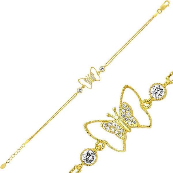 Gümüş Gold Kelebek Bayan Bileklik - Image 1