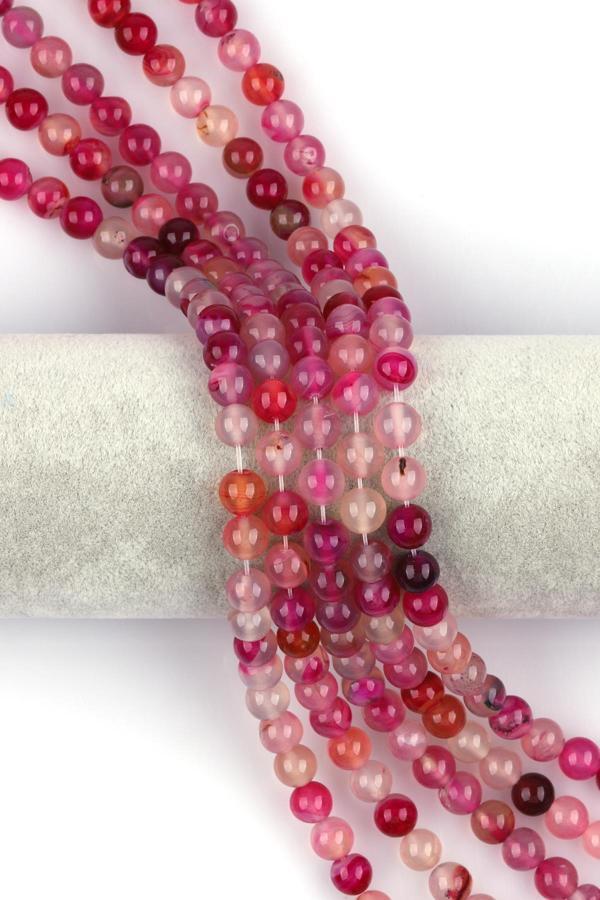 Pembe Akik Doğal Taş Dizi 8 mm Küre Kesim - Image 1