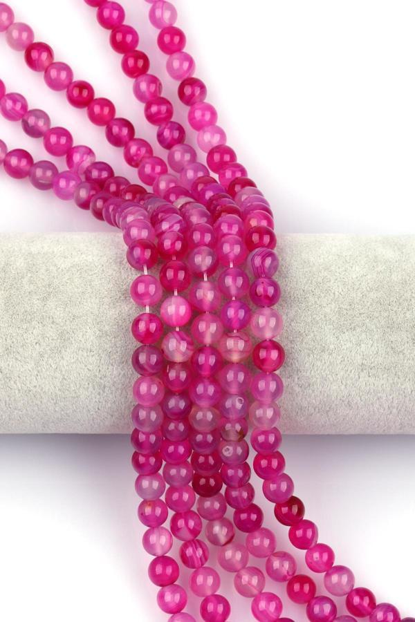 Pembe Akik Doğal Taş Dizi 8 mm Küre Kesim - Image 1