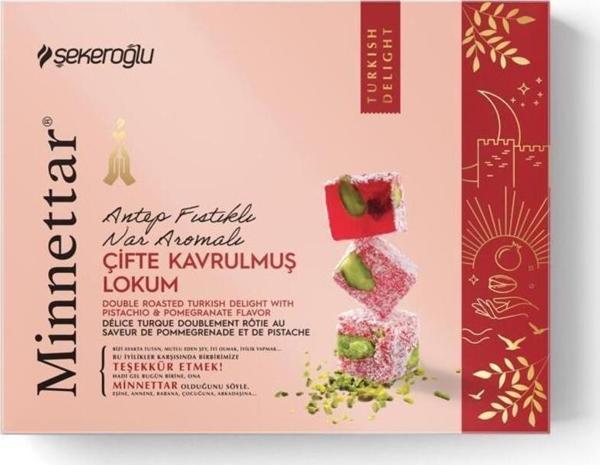 Şekeroğlu Minnettar Fıstıklı Nar Aromalı Çifte Kavrulmuş Lokum 300 gr - Image 1