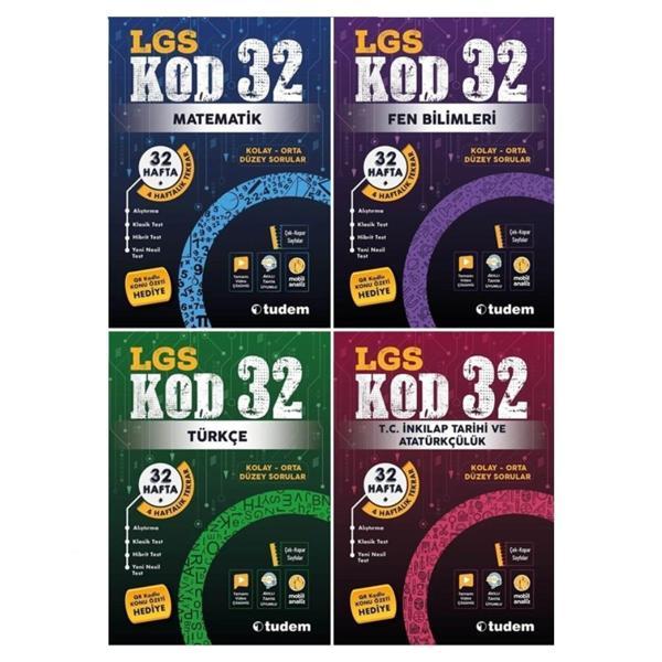 Tudem Yayınları 8.sınıf Lgs Kod 32 4'lü Set - Haftalık Denemeler - Tudem Yayınları - Ders Kitapları - Image 1