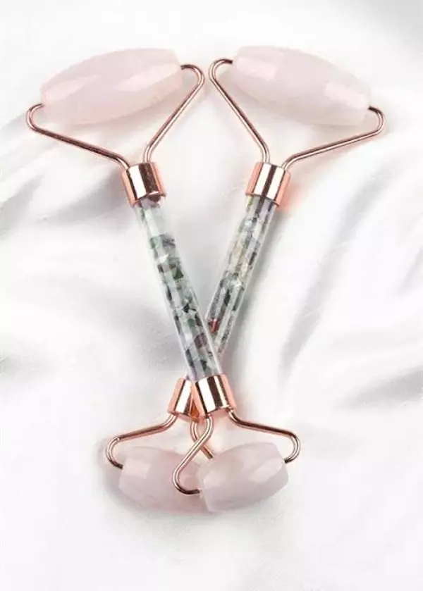 Pembe Kuvars Doğal Taş Masaj Taşı - Face Roller - Image 1