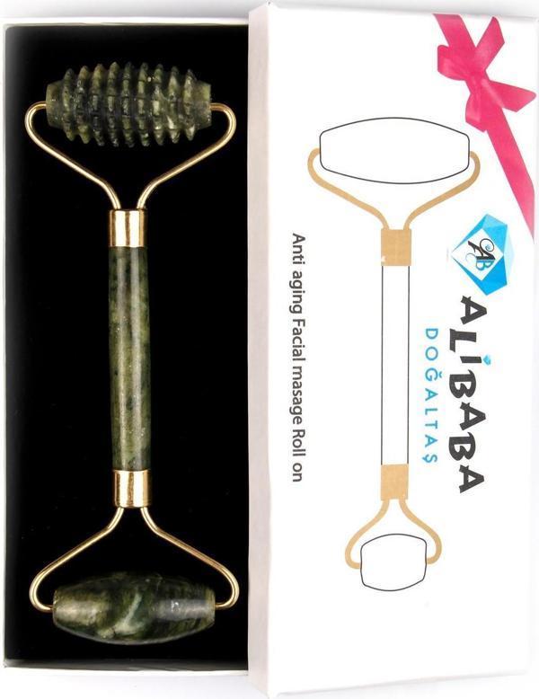 Yeşim Doğal Taş Masaj Taşı - Face Roller - Tırtıklı ve Düz Silindirli - Image 1