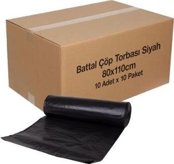 Battal Çöp Torbası Siyah 80x110cm 10 Adet x 10 Paket Koli
 - Image 1