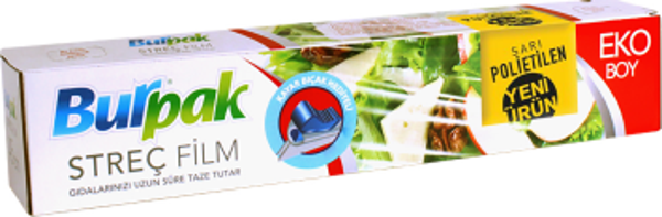 Burpak Sarı PE Streç Film 45 cm x 166m 8mic (Kayar Bıçak Hediyeli) - Image 1