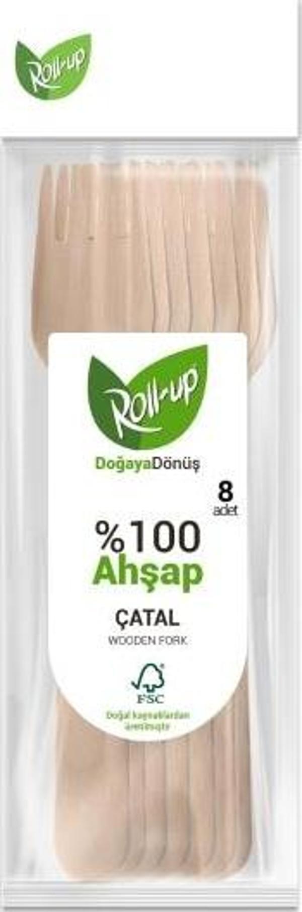 Roll-Up Doğa Dostu Ahşap Çatal 8li
 - Image 1