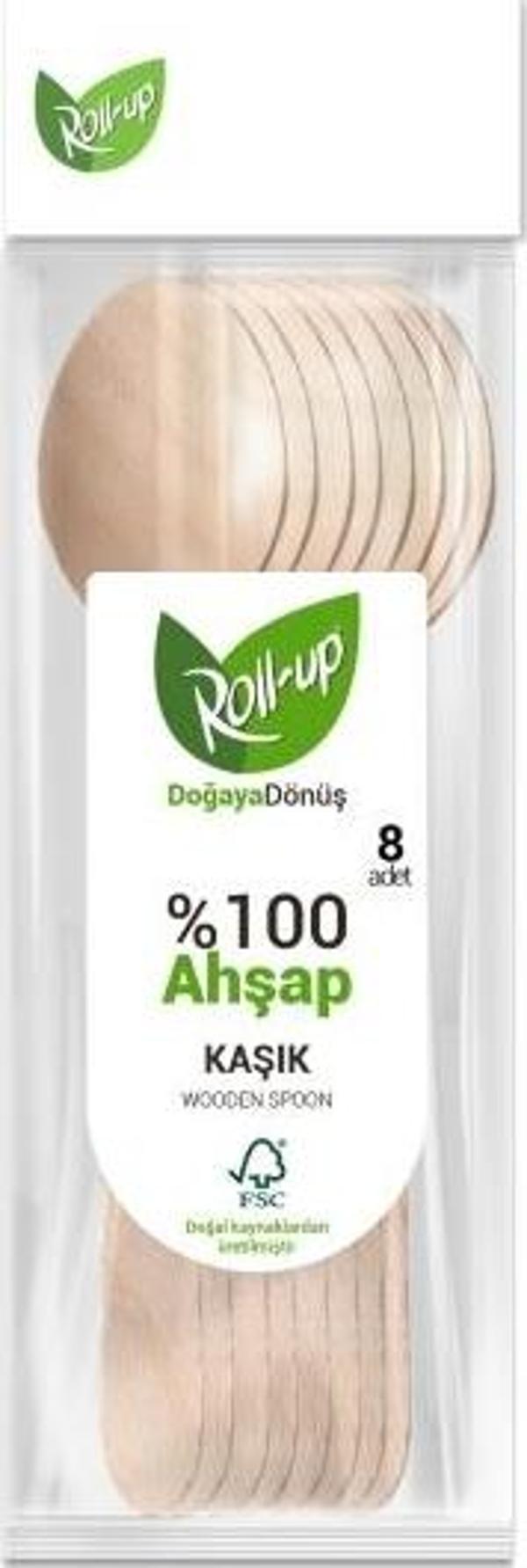 Roll-Up Doğa Dostu Ahşap Kaşık 8li
 - Image 1