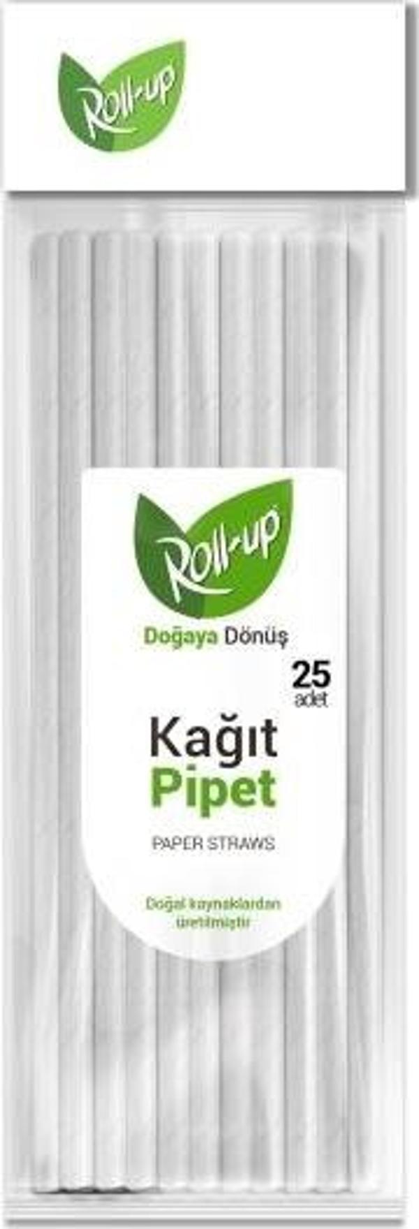 Roll-Up Doğa Dostu Beyaz Kağıt Pipet 19,5cm 25li
 - Image 1