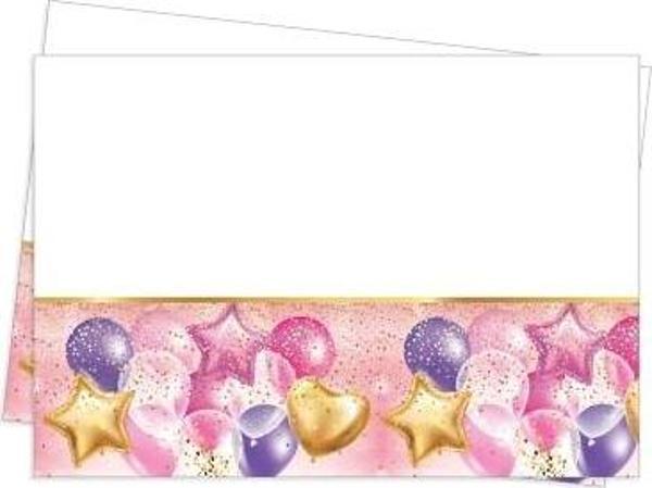 Roll-Up Uçan Balonlar Pembe Plastik Masa Örtüsü 120x180cm 1 Adet
 - Image 1