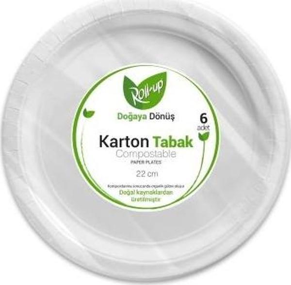 Roll-Up Doğa Dostu Karton Tabak 22cm 6lı
 - Image 1