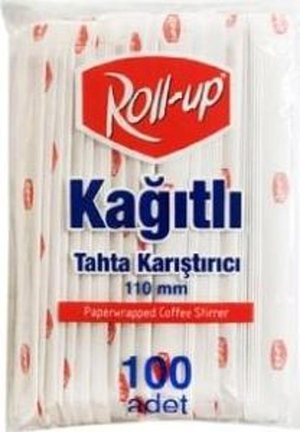 Roll-Up Kağıtlı Tahta Karıştırıcı 11cm Poşetli 100lü
 - Image 1