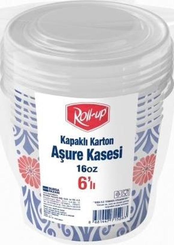 Roll-Up Kapaklı Karton Aşure Kasesi 6lı Set
 - Image 1