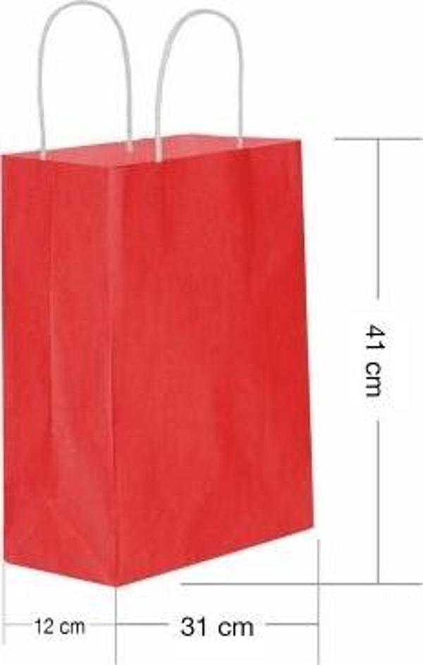 Roll-Up Kraft Çanta Kırmızı Büyük Boy 31x41cm 25li
 - Image 1