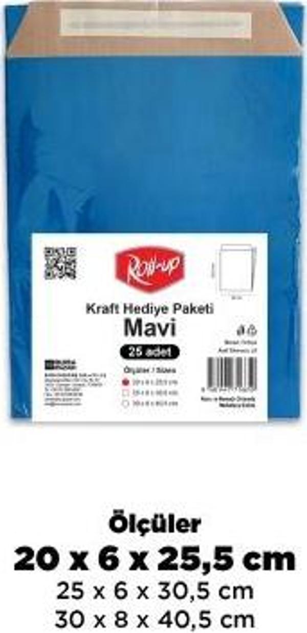 Roll-Up Kraft Hediye Paketi Mavi 20x6x25,5x4,5 25li
 - Image 1