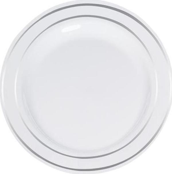 Roll-Up Lüks Plastik Tabak Gümüş Yaldızlı Beyaz 19cm 6lı
 - Image 1
