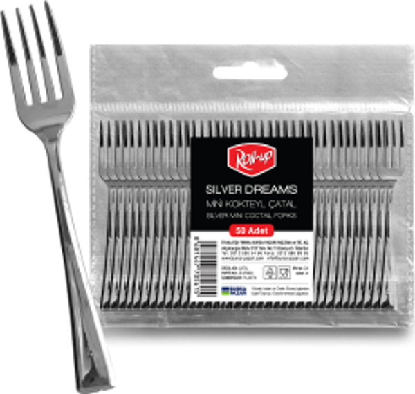 Roll-Up Metal Görünümlü Mini Kokteyl Çatalı 9,5cm 50li
 - Image 1