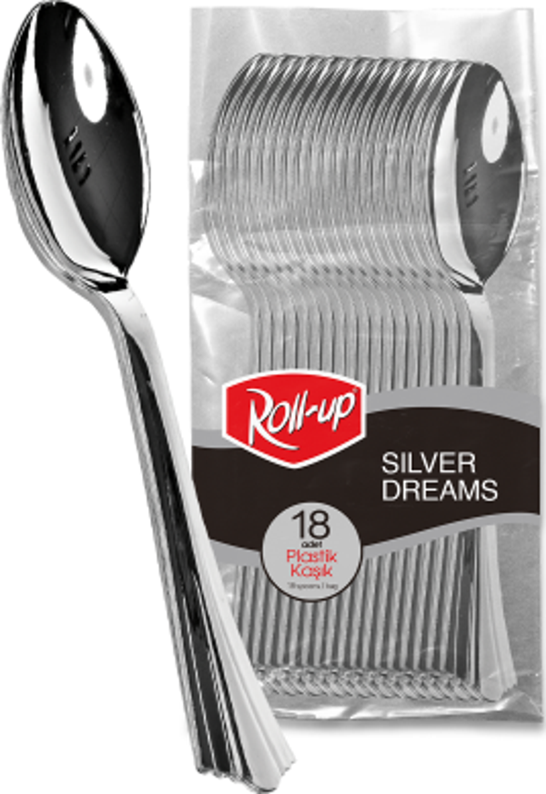 Roll-Up Metal Görünümlü Plastik Kaşık 18li
 - Image 1