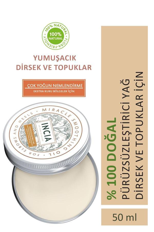 INCIA %100 Doğal Pürüzsüzleştirici Yağ Yoğun Nemlendirici Kremi Organik Dirsek Topuk 50 ml - Image 1
