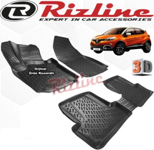 Rizline Renault Captur 3d Paspas Havuzlu 2013 - 2018 Arası Siyah 4 Parça Set - Image 1