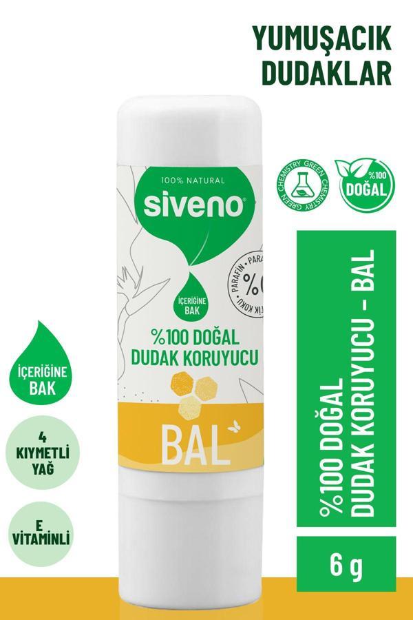 Siveno %100 Doğal Dudak Koruyucu Bal Bitkisel Lip Balm Dudak Kremi Nemlendirici Parlatıcı Onarıcı 6 gr - Image 1
