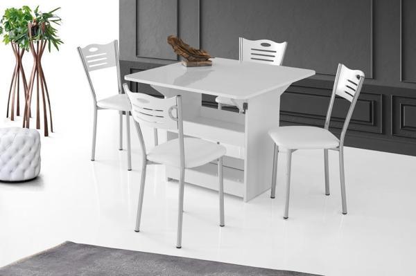 Sivas Gözde Mobilya İzmir Katlanır Mutfak Masası ve 4 Sandalye 80x90 cm Beyaz - Image 1