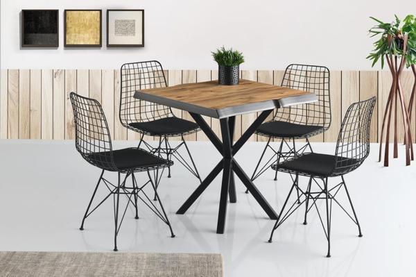 Sivas Gözde Mobilya Kare MDF Mutfak Masası ve 4 Adet Sandalye 80x80 cm - Image 1