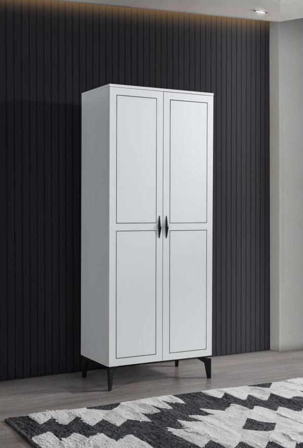 Sivas Gözde Mobilya Çizgi 2 Kapılı Gardırop Elbise Dolabı 80x47x200 cm - Image 1