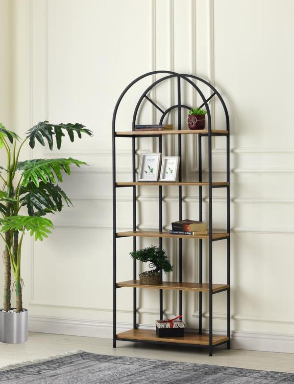 Sivas Gözde Mobilya Kubbeli Dekoratif Metal Ahşap Kitaplık 70x30x180 - Image 1