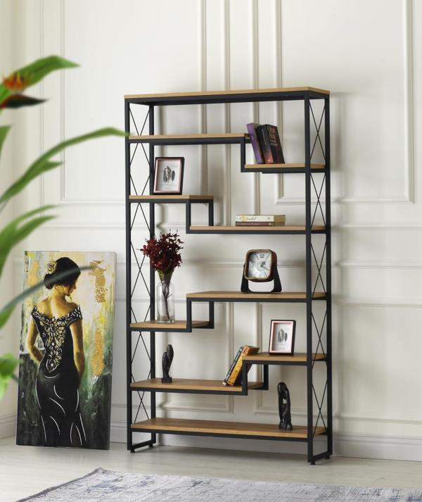 Sivas Gözde Mobilya Labirent Dekoratif Metal Ahşap Kitaplık 100x30x183 - Image 1