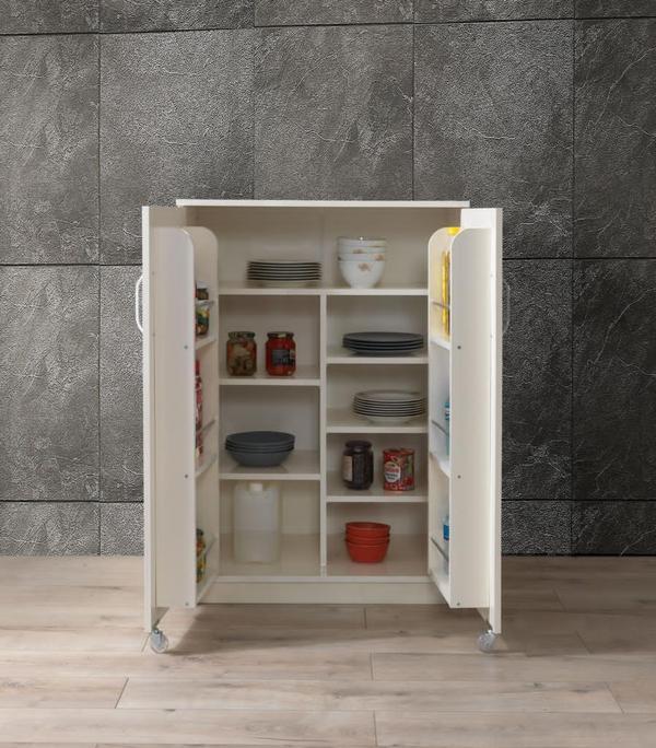 Sivas Gözde Mobilya Çok Amaçlı 2 Kapaklı Kısa Mutfak Erzak Kiler Dolabı 88x52x120 cm - Image 1