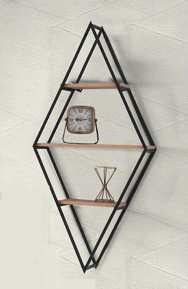 Sivas Gözde Mobilya Modern Tarz Ahşap Metal Karo 3 Raflı Kitaplık Dekoratif 65x28x140 - Image 1