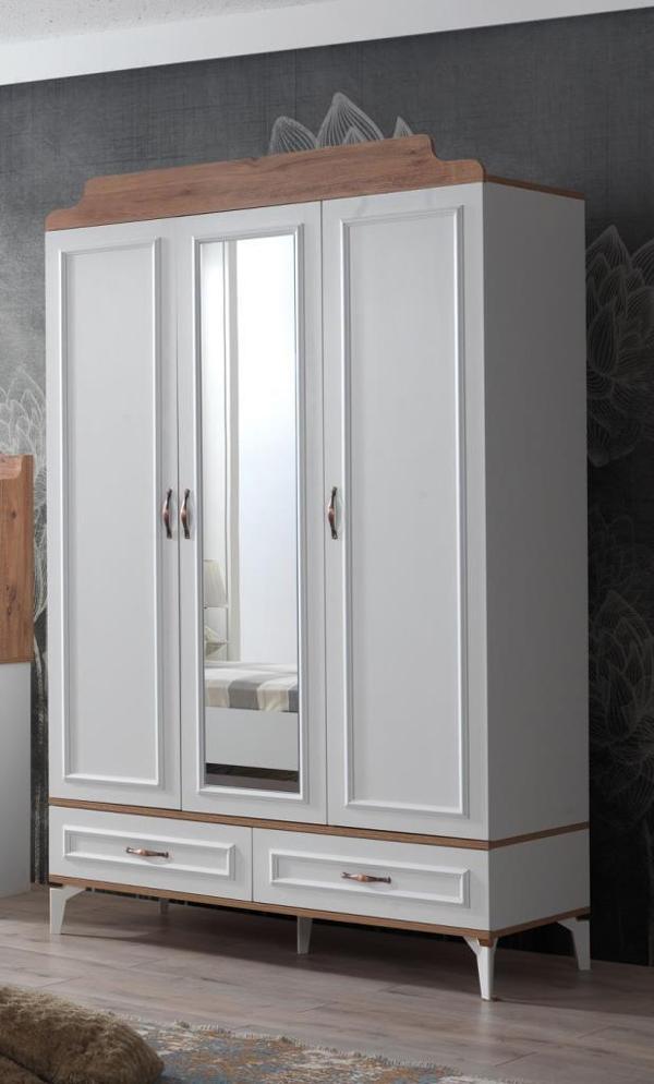 Sivas Gözde Mobilya Modern Trend 3 Kapılı 2 Çekmeceli Gardırop Elbise Dolabı 130x55x212 cm - Image 1