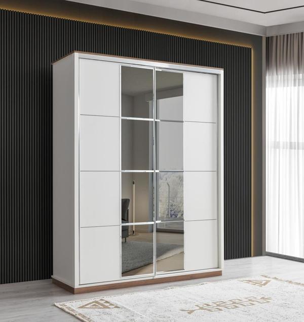 Sivas Gözde Mobilya Efsane Sürgülü Gardırop Aynalı Elbise Dolabı 165x60x214 - Image 1