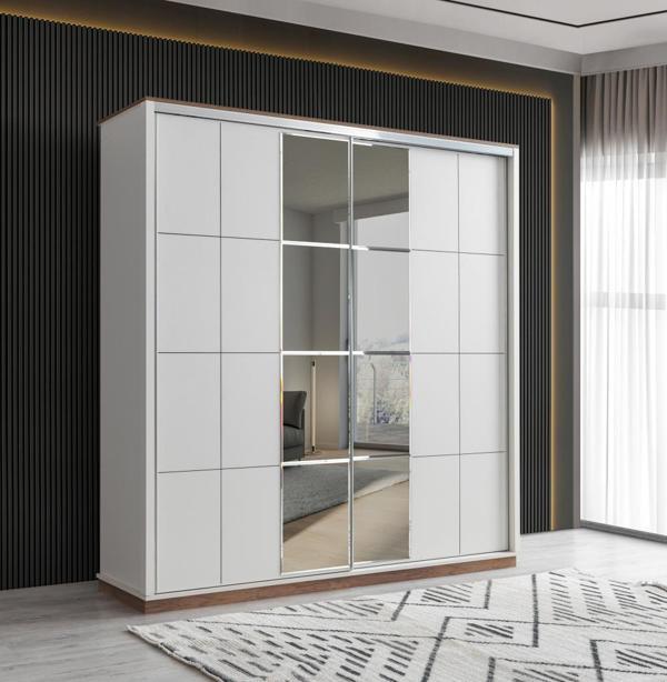 Sivas Gözde Mobilya Efsane Sürgülü Gardırop Aynalı Elbise Dolabı 200x60x214 - Image 1