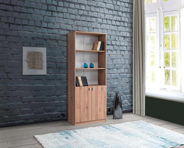 Sivas Gözde Mobilya Ekonomik Kapaklı 3 Raflı Kitaplık 72x35x182cm - Image 1