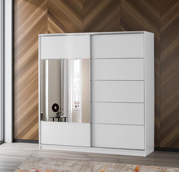 Sivas Gözde Mobilya Ekonomik Sürgülü Gardırop Geniş Raf Askılı Aynalı 230x60x210 cm - Image 1