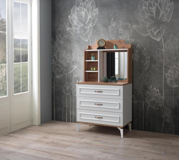 Sivas Gözde Mobilya Trend Aynalı 3 Çekmeceli Şifonyer 80x45x151 cm - Image 1