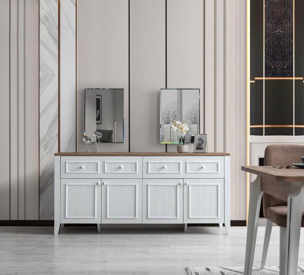 Sivas Gözde Mobilya Yalı Yemek Odası Aynalı Konsol Büfe 180x45x84 - Image 1