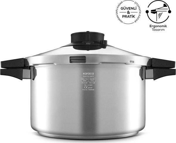 Karaca Quick And Safe Indüksiyon Tabanlı Düdüklü Tencere 7 Litre Gümüş - Image 1