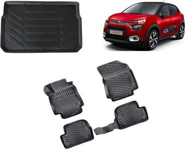 Rizline Citroen C3 2016 Sonrası 3d Paspas Siyah & Bagaj Havuzu Set Uyumlu - Image 1