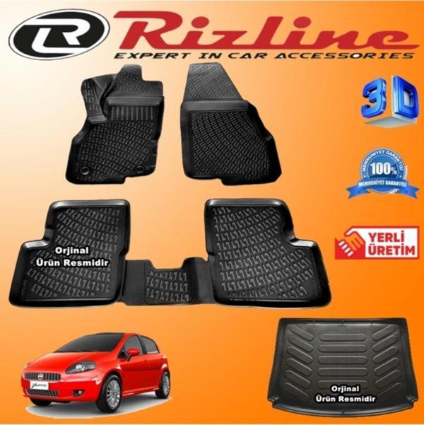 Rizline Fiat Grande Punto 3d Paspas + 3d Bagaj Havuzu 2006-2019 Arası Siyah Set - Image 1