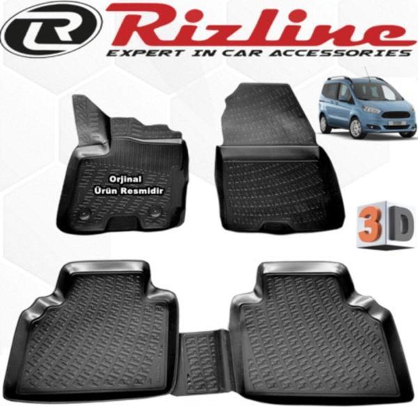 Rizline Ford Courier 3d Paspas Havuzlu 2014 - 2020 Arası Siyah 4 Parça Set - Image 1