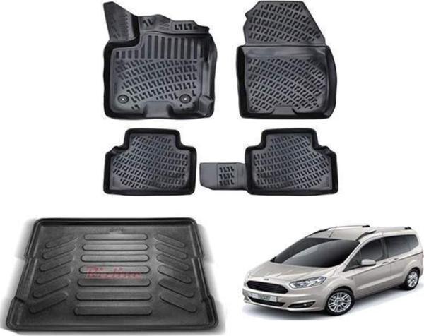Rizline Ford Courier Uyumlu 3d Paspas + 3d Bagaj Havuzu 2014 - 2020 Arası Siyah Set - Image 1