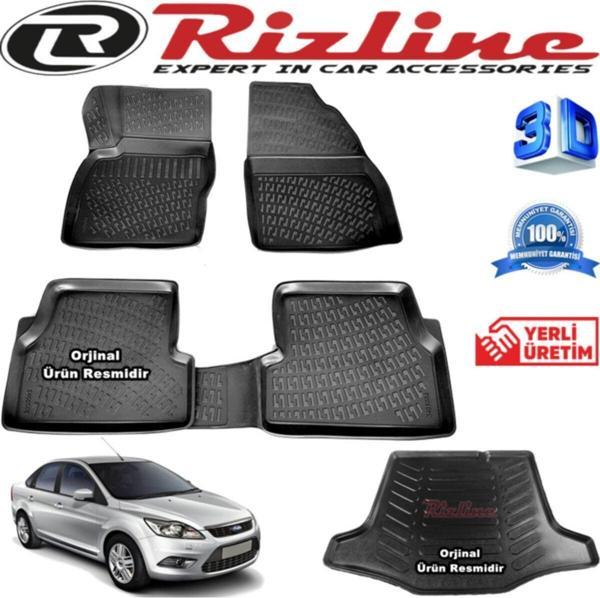 Rizline Ford Focus 2 3d Paspas + 3d Bagaj Havuzu Sedan 2005-2011 Arası Siyah Set - Image 1