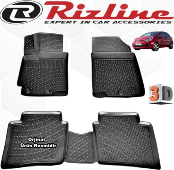 Rizline Kia Rio 3d Paspas Havuzlu Hb 2011 - 2017 Arası Siyah 4 Parça Set - Image 1