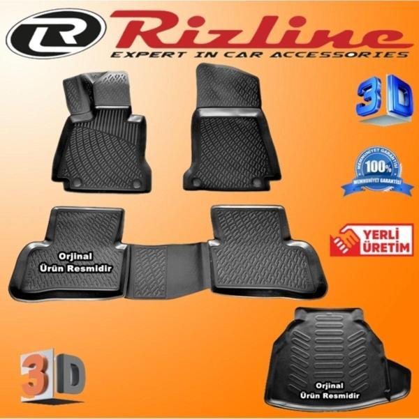 Rizline Mercedes C200 W205 3d Paspas+plastik Set 3d Bagaj Havuz 2014-2020 Arası Siyah Set - Image 1